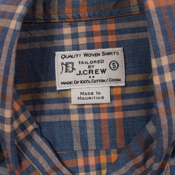 J. Crew Men's Casual Shirt S (15.5x32) Blue Tartan Check 100% Cotton - Picture 5 of 7